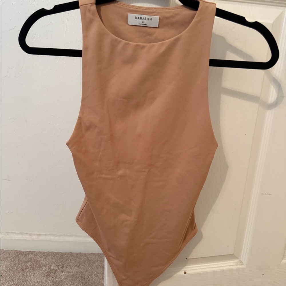 Babaton Sleeveless Bodysuit in Warm Tan